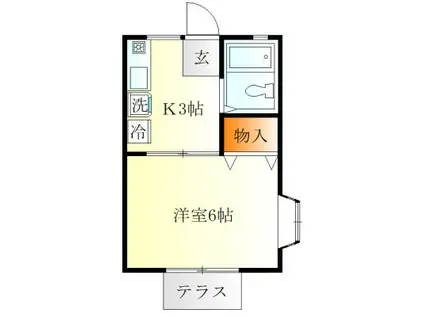 幡仲ハイツ(1K/1階)の間取り写真