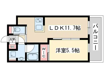 プレジオ三国EURO(1LDK/4階)の間取り写真