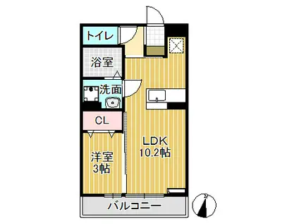 ミライエ・エヴォ1(1LDK/3階)の間取り写真