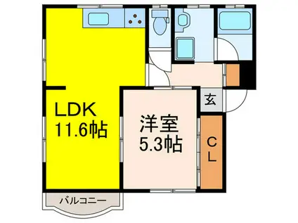 ファミーユ河合(1LDK/3階)の間取り写真