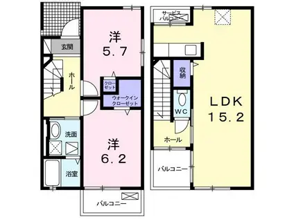 アクティーフサイドII(2LDK/1階)の間取り写真