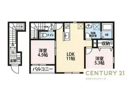 リーブルファイン幸手III(2LDK/2階)の間取り写真