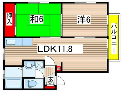 ハピネスK(2LDK/2階)の間取り写真