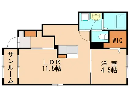 フェリオーネ(1LDK/1階)の間取り写真