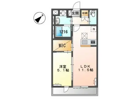 ペルルV(1LDK/1階)の間取り写真