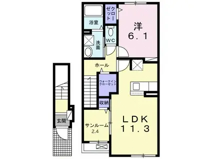 プレゾン(1LDK/2階)の間取り写真