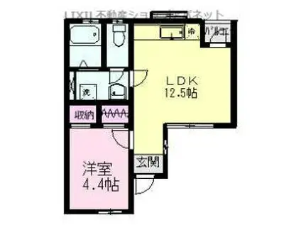 グリーンホームズI(1LDK/1階)の間取り写真