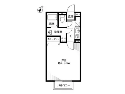 アムールSEN(1K/1階)の間取り写真