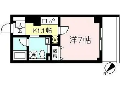 ラフィーネ多摩川(1K/4階)の間取り写真