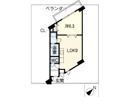 パレスHAKUHO(1LDK/2階)の間取り写真