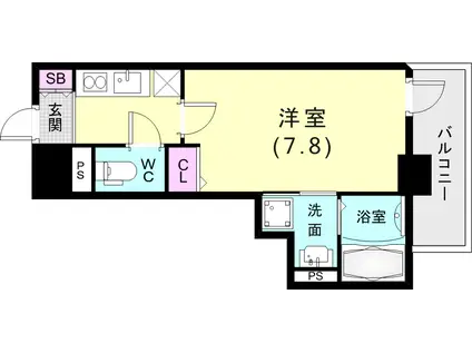 W-STYLE神戸(1K/10階)の間取り写真