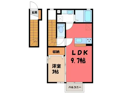 エクセラン HARU(1LDK/2階)の間取り写真
