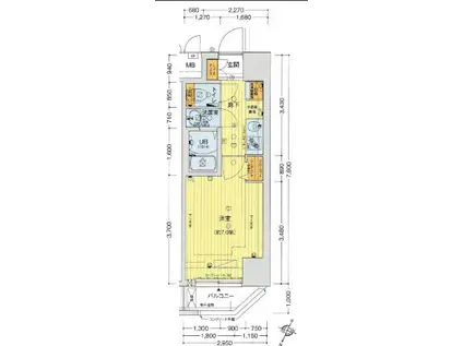 セオリー神戸ラメール(1K/7階)の間取り写真