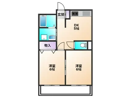 エミネンスパレスNISHIDA(2DK/1階)の間取り写真