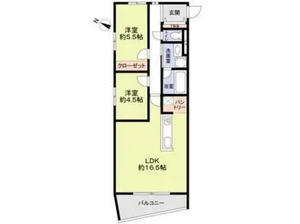 THE TAKASUNA KULTURCE(2LDK/1階)の間取り写真