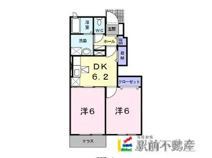 グレースガーデンA(2DK/1階)の間取り写真