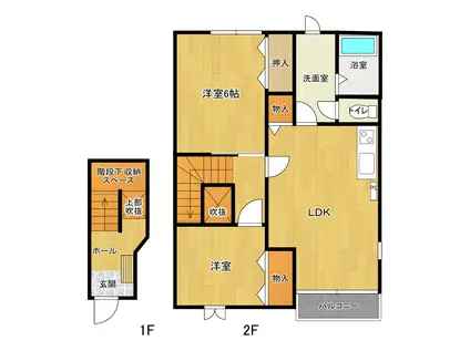 グランツ・ベラーノ(2LDK/2階)の間取り写真