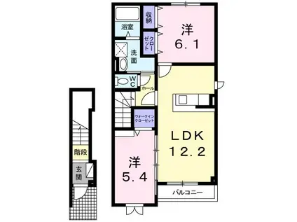 ツイン・リーフ(2LDK/2階)の間取り写真