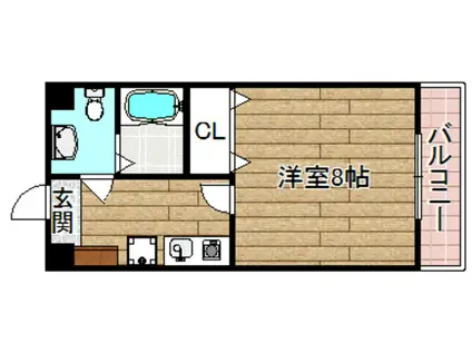 CASA・SOL(1K/2階)の間取り写真