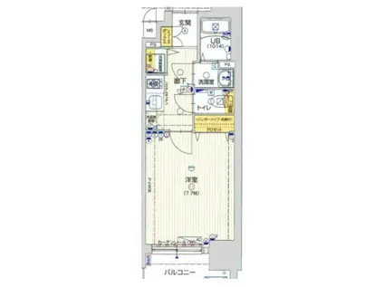 ジアコスモ谷町四丁目(1K/8階)の間取り写真