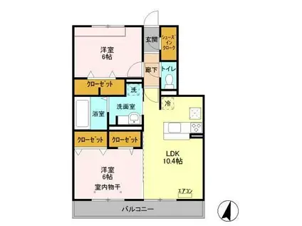 MSおおたか(2LDK/1階)の間取り写真