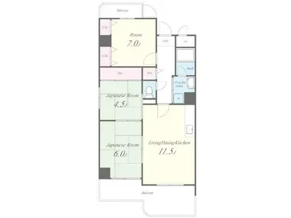 シャト-アルベ-ル(3LDK/4階)の間取り写真