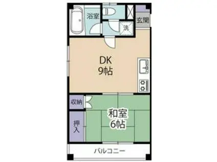 フラワーパレス参番館(1DK/2階)の間取り写真