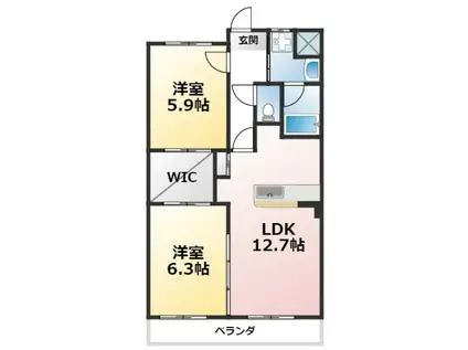 ブルーム豊田東(2LDK/4階)の間取り写真