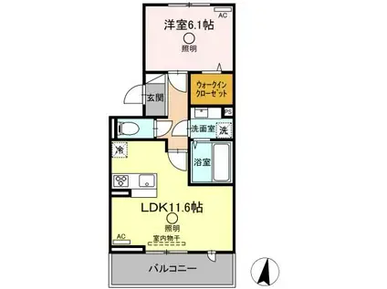 クレリア(1LDK/3階)の間取り写真