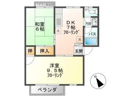 メゾン・ド・ラフォーレの森(2DK/1階)の間取り写真