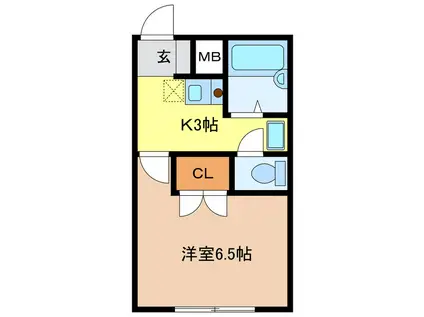アンプルールブワK・K(1K/1階)の間取り写真