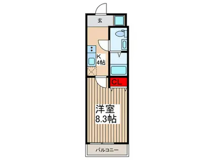 ノース FIELD 飯能(1K/4階)の間取り写真