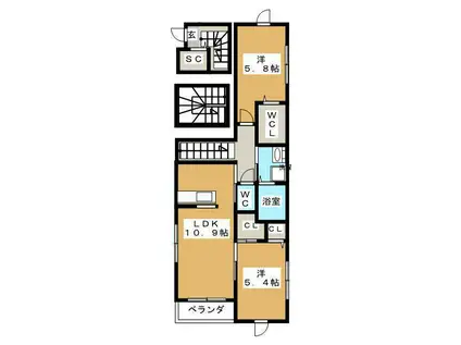 アーバンコート都立大(2LDK/3階)の間取り写真