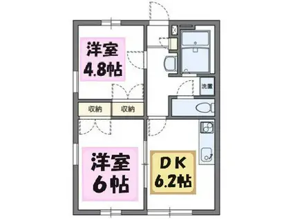 ぽてとII(2DK/1階)の間取り写真