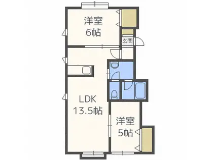 ヒルテラス東麻生(2LDK/2階)の間取り写真