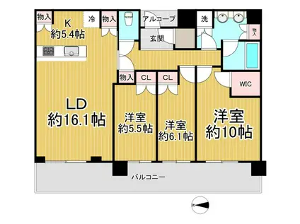 ジオタワー宝塚南口グランレジス南棟(3LDK/32階)の間取り写真