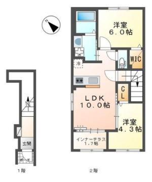 ランジュ(2LDK/2階)の間取り写真