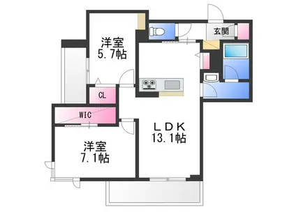 メゾン ド ルクス(2LDK/3階)の間取り写真