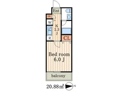 コンフォリア本所吾妻橋(1K/3階)の間取り写真