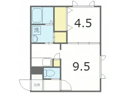 カーサ・ヒラソール(1LDK/2階)の間取り写真