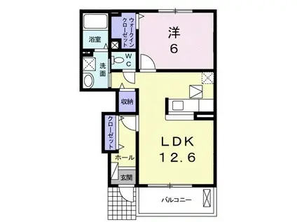 プラシード・KA(1LDK/1階)の間取り写真
