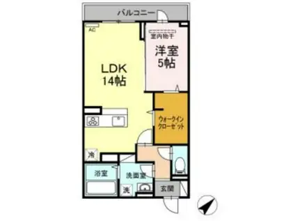 ＪＲ山陽本線 倉敷駅 徒歩6分 3階建 築4年(1LDK/2階)の間取り写真