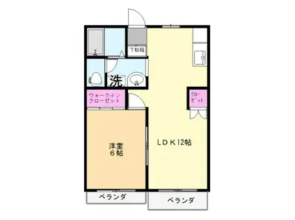 AXIS小手指(1LDK/2階)の間取り写真