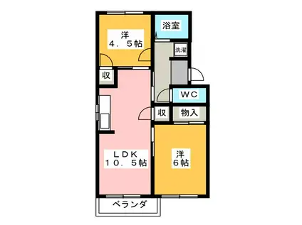 プレジール初生(2LDK/2階)の間取り写真