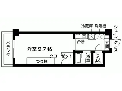 グランディール若草(1K/2階)の間取り写真