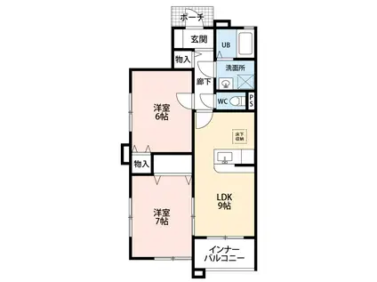 ラーラY・S D棟(2LDK/1階)の間取り写真