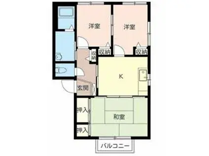 JAハーブハイツ上滝野(3K/2階)の間取り写真