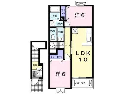ミルキー・ウェイ(2LDK/2階)の間取り写真