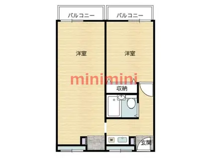 ネオコーポ都(2K/2階)の間取り写真