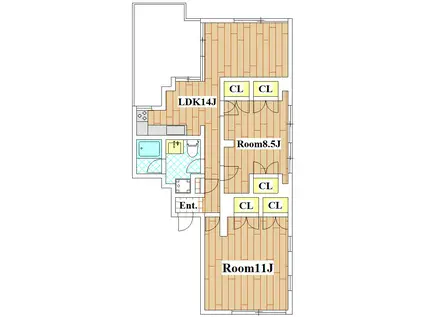 レジデンス佐治(2LDK/2階)の間取り写真